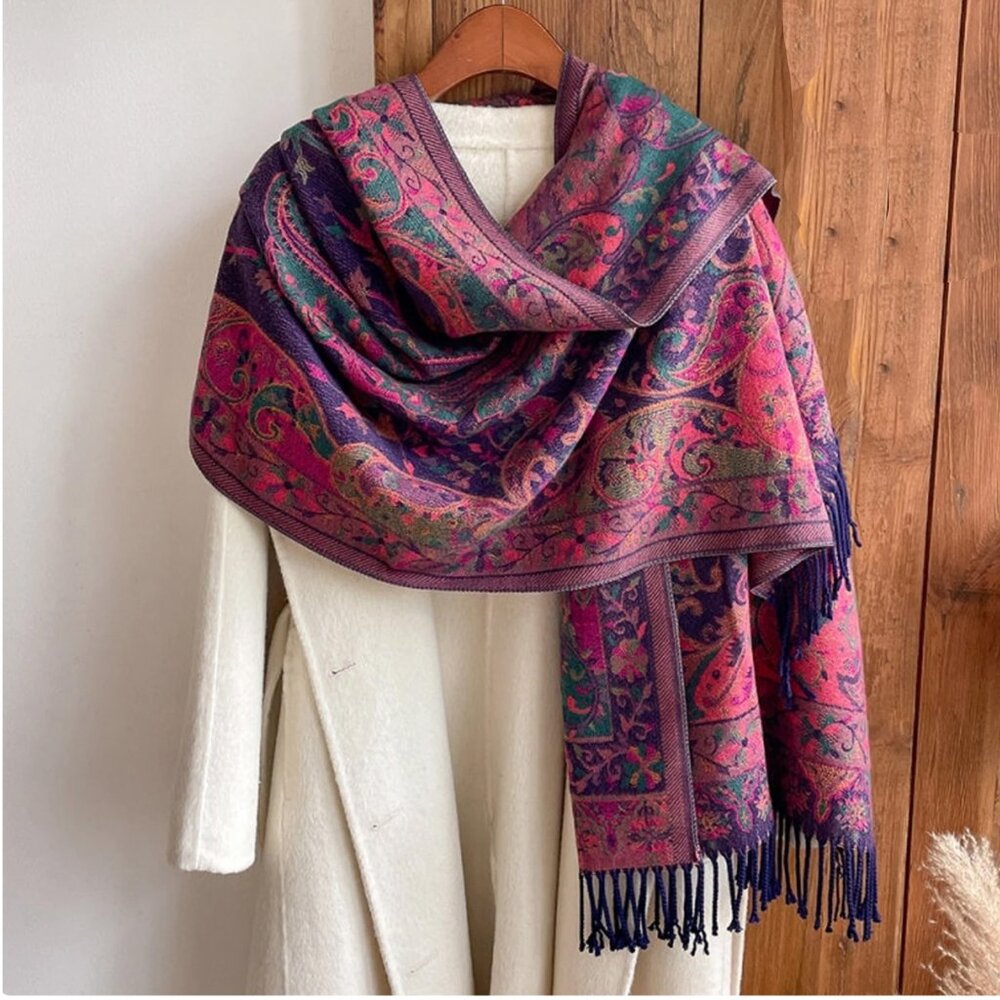 Warm Winter Thick Scarf, Shawl Floral Wraps, Scarf for Winter